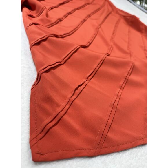 Jacques Vert Burnt Orange Geometric Short Sleeve Top Size Med Luxe Fall2025 - Picture 3 of 6